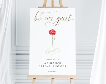 Beauty and the Beast Welcome Sign Template, Printable Couple Wedding Bridal Shower, Engagement Party, Birthday Poster Decor Download