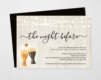 The Night Before Rehearsal Dinner Invitation Printable Template - Pre-Wedding Party - Easy Editable Instant Download Digital File 5x7 PDF