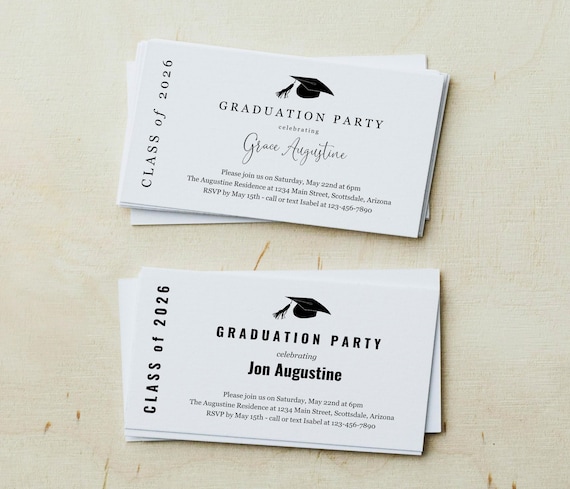Graduation Party Invitation Insert, 2026 Grad Party Invite Enclosure, Boy or Girl