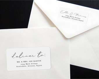 Printable Calligraphy Address Template Envelope Label, Avery 2 x 4 & 1 x 2-5/8 - Wedding, Christmas, etc - Instant Download Digital File PDF