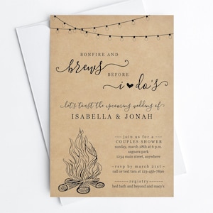 Bonfire & Brews Before I Dos Invitation Template, Couple Wedding / Bridal Shower, Engagement Party, Rehearsal Dinner, Printable Invite Evite