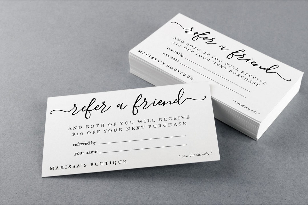 Printable Referral Card Template, Refer a Friend, Simple Business Card ...