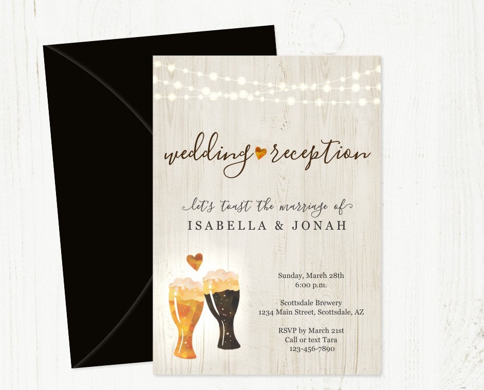 Brewery Reception Only Invitation Template Rustic Beer Toast