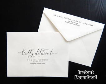 Wedding Envelope Template - Printable Envelope Address Template - Calligraphy Instant Download Digital File PDF A7 7.25 x 5.25 - Christmas