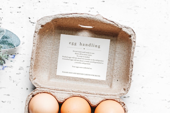 Egg Handling Instructions Sticker Template, Printable Fresh Egg Care Carton Label, Custom Wording Editable PDF Digital File Instant Download