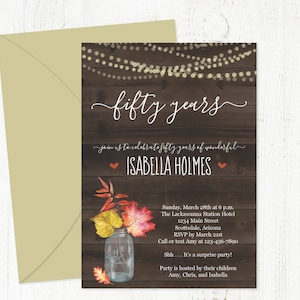 Printable Fall Birthday Invitation Template for Women / Woman Rustic Floral Leaf Download 16th 21st 30th 40th 50th 60th 70th 80th 90th 100th