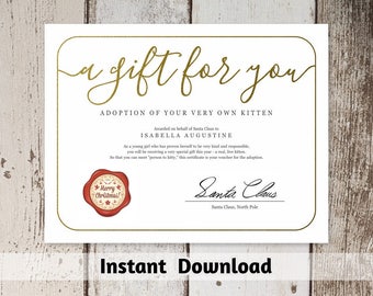 Gift Certificate from Santa Claus, Printable Christmas Gift Certificate Template, Gift Voucher, Gift Card Editable PDF Instant Download