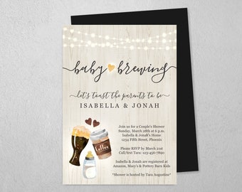 A Baby is Brewing Invitation Template - Printable Beer & Coffee Baby Shower Invite, Evite - Baby Bottle, Instant Download Editable PDF File