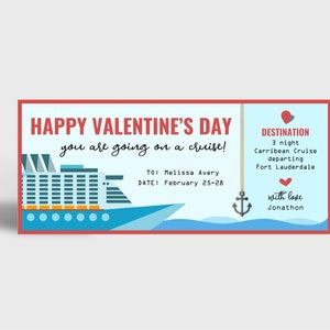 Valentines Day Cruise Gift Certificate for Him or Her, Printable Fake ...