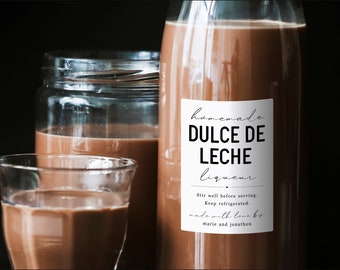 Homemade Dulce de Leche Liqueur Label Template, Printable Gift Bottle Sticker, Personalize Custom Editable Digital File Instant Download DIY