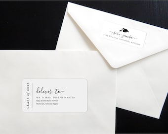 Graduation Address Label Template - Printable Download, Avery Labels 2 x 4" & 1 x 2-5/8", Class of 2026, Instant Digital File PDF