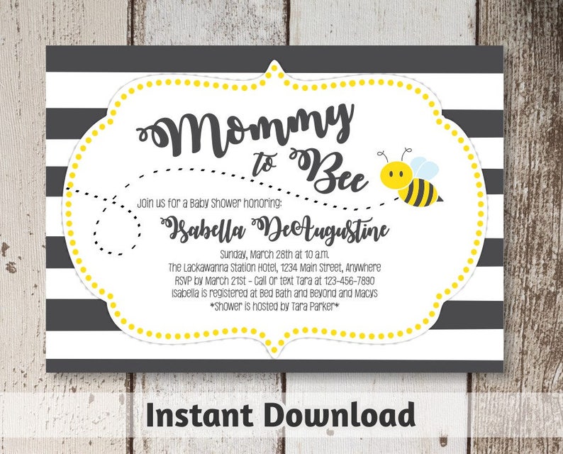 Bee Baby Shower Invitation Download Printable Mommy To Bee Etsy Bee Baby Shower Invitation Download Printable Mommy To Bee Etsy