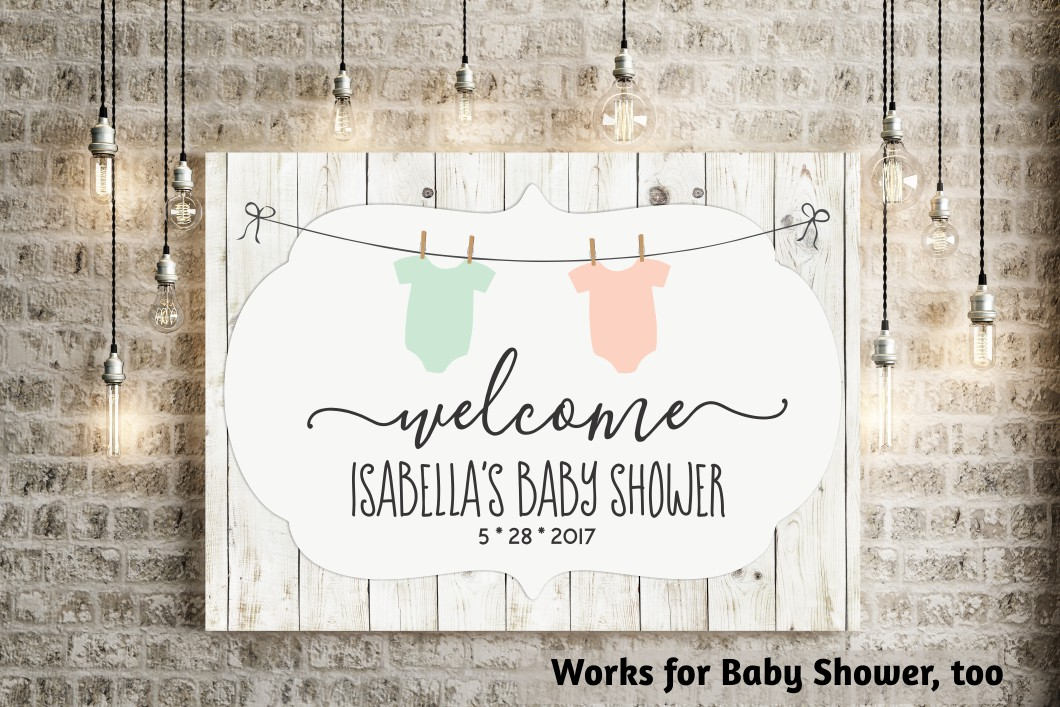 rustic baby shower gender reveal welcome sign printable