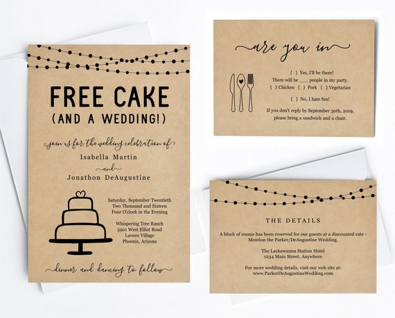 Funny Wedding Invitation Template Free Cake Fun Printable - Etsy Funny Wedding Invitation Template Free Cake Fun Printable - Etsy