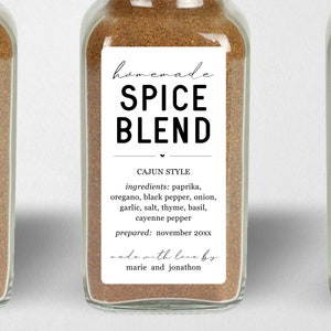 Homemade Spice Blend Jar Label Template, Printable Spice Mix Gift Sticker, Personalize Custom Editable Digital File Instant Download DIY PDF