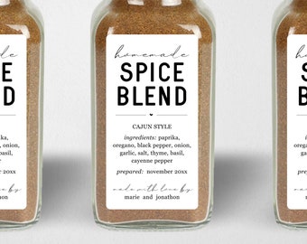 Homemade Spice Blend Jar Label Template, Printable Spice Mix Gift Sticker, Personalize Custom Editable Digital File Instant Download DIY PDF