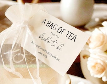 A Bag of Tea from the Bride to Be or Mama to Be Template, Printable Bridal or Baby  Shower Tea Bag Favor Gift Tag, Download Digital File