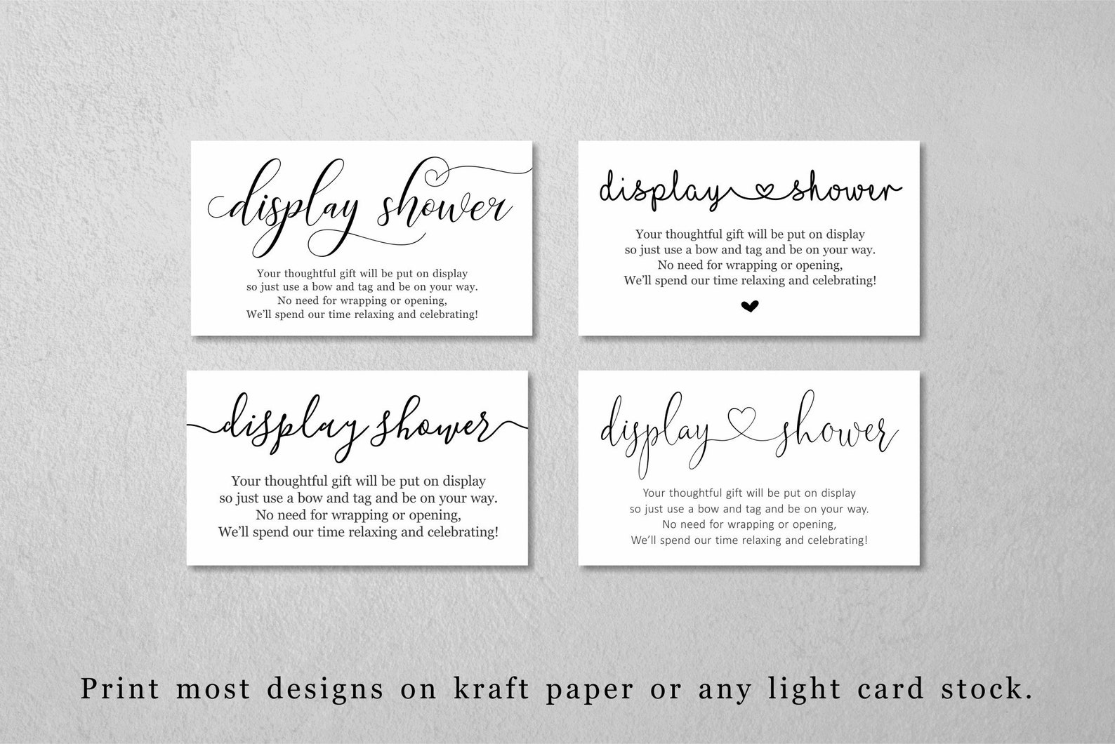 Display Shower Card Printable Template Bridal / Baby Etsy