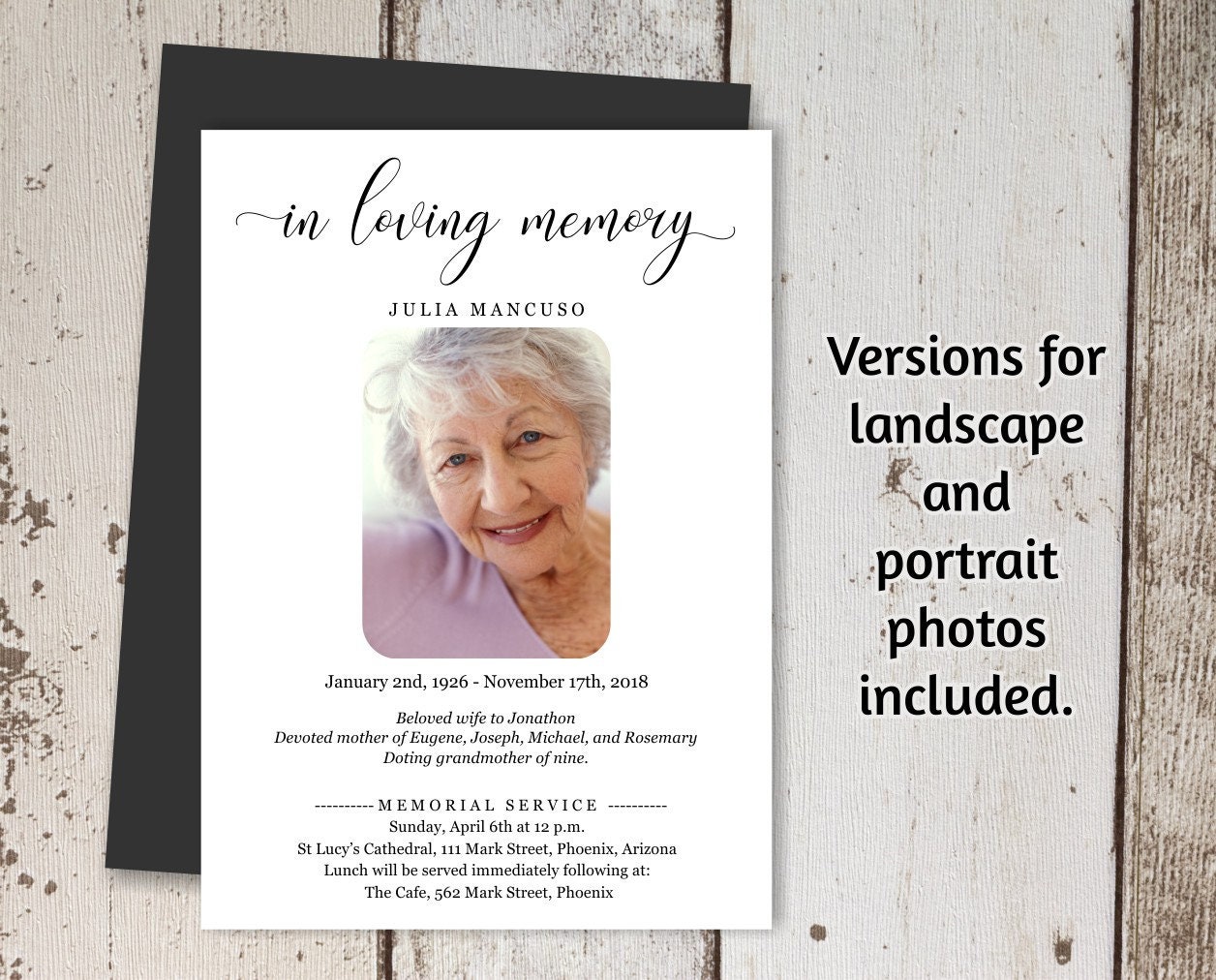 Funeral Announcement Template Printable Memorial Service Mass 