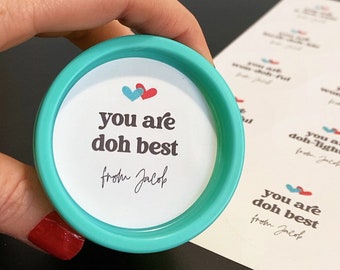 Play Doh Valentines Sticker Template - Printable Gift / Favor Labels for 3 & 4 oz Play-Doh - Editable 2" Round Instant Download Digital File