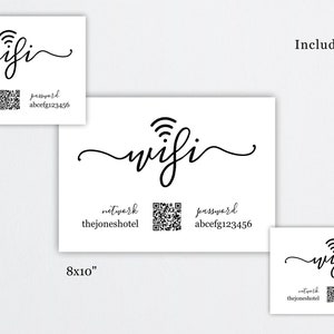 Wifi Password Sign Printable Template With QR Code / Bar Code - Print ...