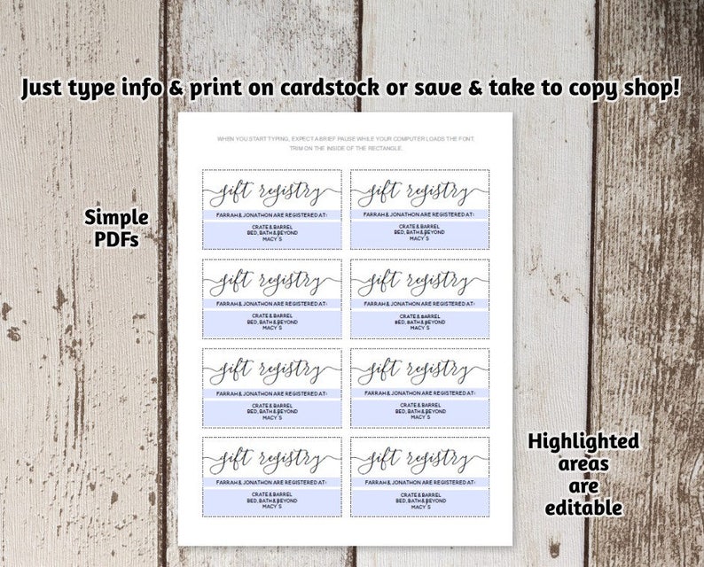 Printable Wedding Registry Card Template Printable Rustic / Hearts / Boho Arrow on Kraft Paper Editable DIY PDF Instant Download image 3