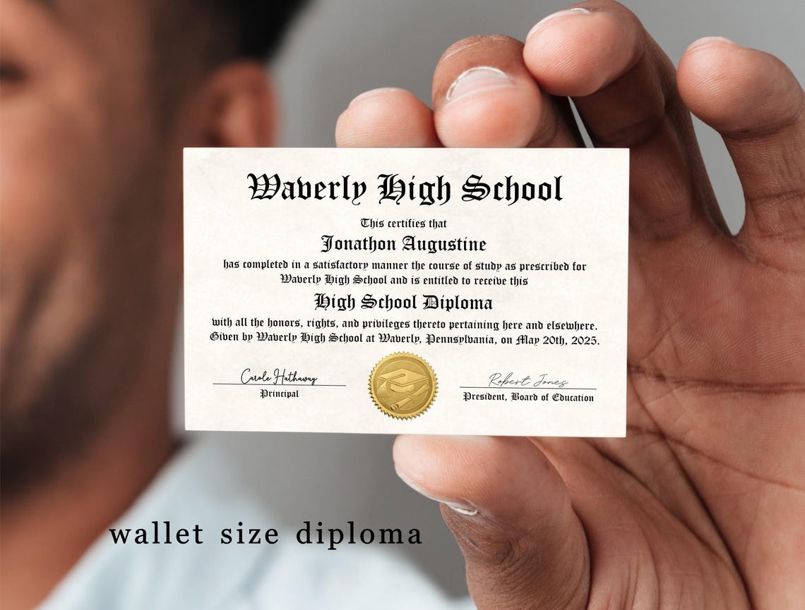 Wallet Size Diploma, Printable Fake Mini Diploma, Customized Miniature ...