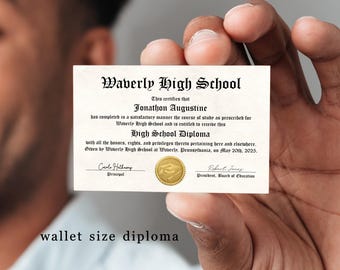 Wallet Size Diploma, Printable Mini Diploma, Customized Miniature Replica Template, Cute Graduation Gift, Download Editable File