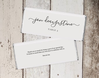 Wedding Favors that Double as Place Cards - Hershey Wrapper Placecard Template - Printable 1.45 & 1.55 oz Chocolate Candy Bar Label PDF