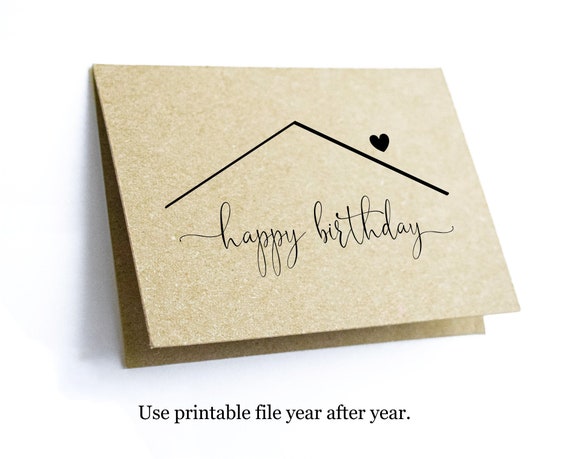 printable home happy birthday card template blank folded etsy