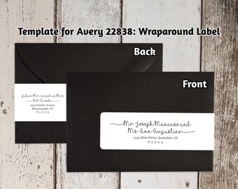 Printable Address Template for Envelope Wraparound Labels - Avery 22838 - Rustic Handwriting Wrap Around - Instant Download Digital File PDF