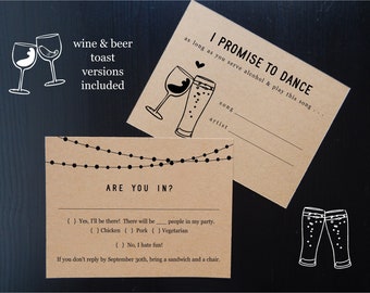 Funny Song Request RSVP Card Template, Printable Fun Brewery Winery Wedding Invitation Insert Enclosure, Instant Download Digital File DIY