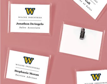Business Meeting Name Tags with Logo Template, Word Doc for Event, Conference, Printable on Avery Name Badges, Download Digital File