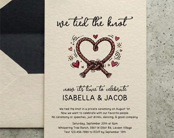 Reception Only Invitation Template, We Tied the Knot Doodles Elopement Celebration Wedding Reception Invite, Digital Download