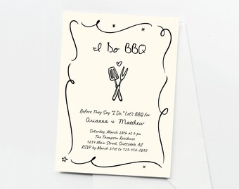 I Do BBQ Rehearsal Dinner Invitation Template, Couple Shower, Engagement Party, Wedding Reception, After Party, Printable,Download, Evite