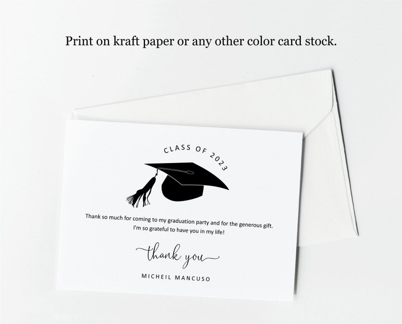 Graduation Thank You Card Template Printable Women Men Girl Etsy