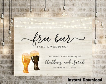 Funny Free Beer Welcome Sign Printable Template - Couple Baby Shower Wedding Birthday Brewery Poster DIY Instant Download Digital File PDF