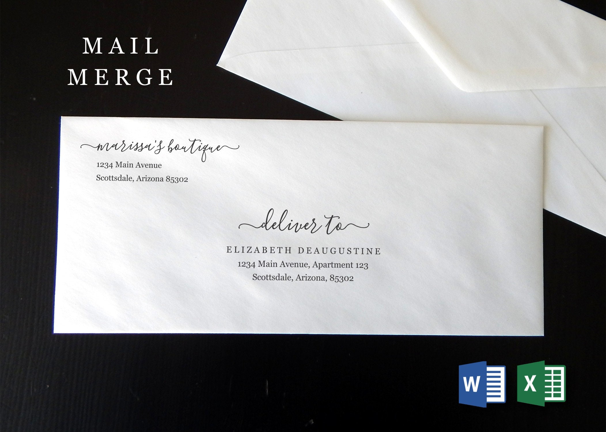Business Envelope Template Microsoft Word Mail Merge Printable Address 