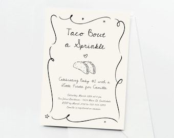 Taco Bout a Baby Sprinkle Invitation Template - Printable Mexican Fiesta Taco Doodles for #2 Girl Boy Gender Neutral, Download Digital Evite