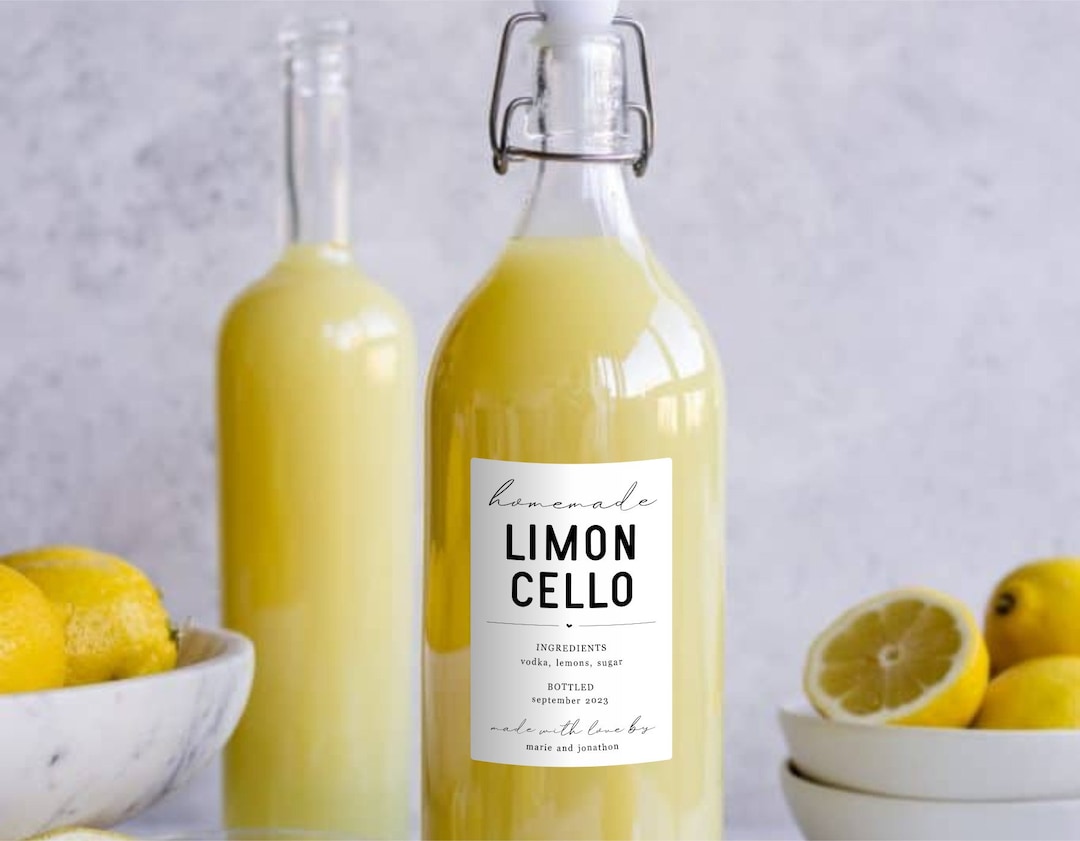 Homemade Limoncello Bottle Label Template - Printable Limoncello Gift ...