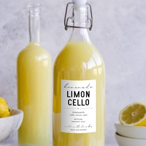 Homemade Limoncello Bottle Label Template - Printable Limoncello Gift Sticker, Personalize Custom Editable Digital File Instant Download DIY
