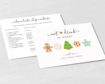 Editable Recipe Christmas Card Template - Send Your Favorite Recipe as a Christmas Card - Exchange Printable Digital File Instant Download