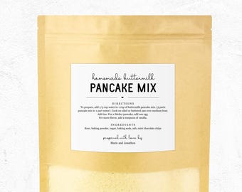 Pancake Mix Gift Label Template - Instructions Directions Ingredients Bag or Jar Sticker, Editable PDF Digital File Instant Download