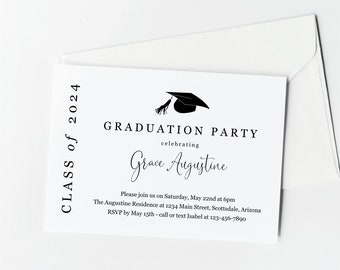 Graduation Party Invitation Insert Template, Printable 5x7" 2024 Grad Party Invite Enclosure, Instant Download Digital File