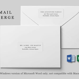 Plantilla de etiqueta de dirección de combinación de correspondencia - Avery 2 2/3 x 1" - Microsoft Word - Archivo digital de descarga instantánea imprimible - Sobre de Navidad de boda