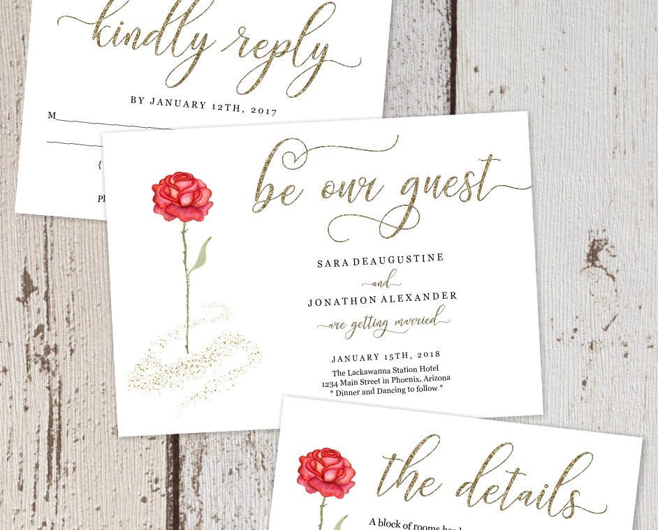 Beauty and the Beast Wedding Invitation Template Printable