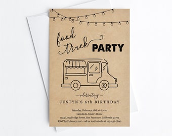 Food Truck Party Invitation Template, Printable Birthday Street Block Party Graduation Rehearsal Dinner Invite Instant Download Digital File