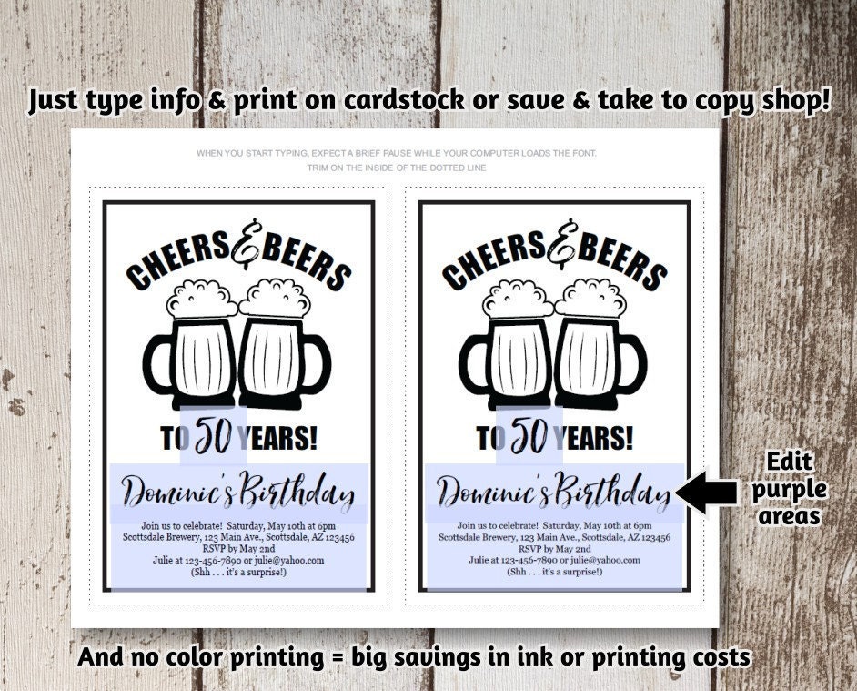 Cheers And Beers To 30 Years Invitation Template Free
