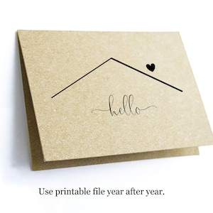 Modèle imprimable de carte de voeux bonjour agent immobilier, vierge pliée en pensant à vous Notecard Accueil Immobilier Juste pour dire Salut Agent Télécharger numérique
