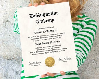 Vertical High School Diploma for Homeschool with Gold Seal, Printable Customized Graduation Certificate Template